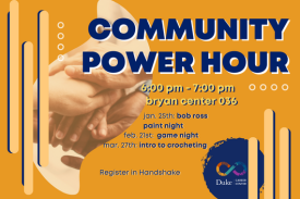 General flyer for community power hour series with dates